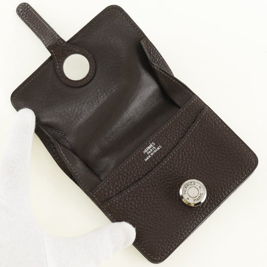 HERMES Bifold Wallet Togo Brown Card Case Dogon compact