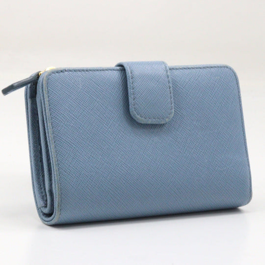 PRADA Bifold Wallet Safiano light blue Women Used Authentic