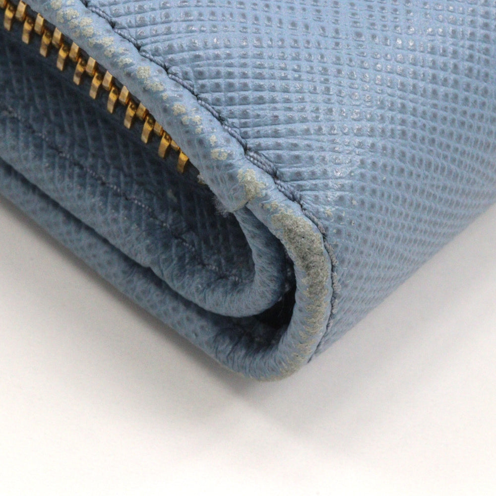 PRADA Bifold Wallet Safiano light blue Women Used Authentic