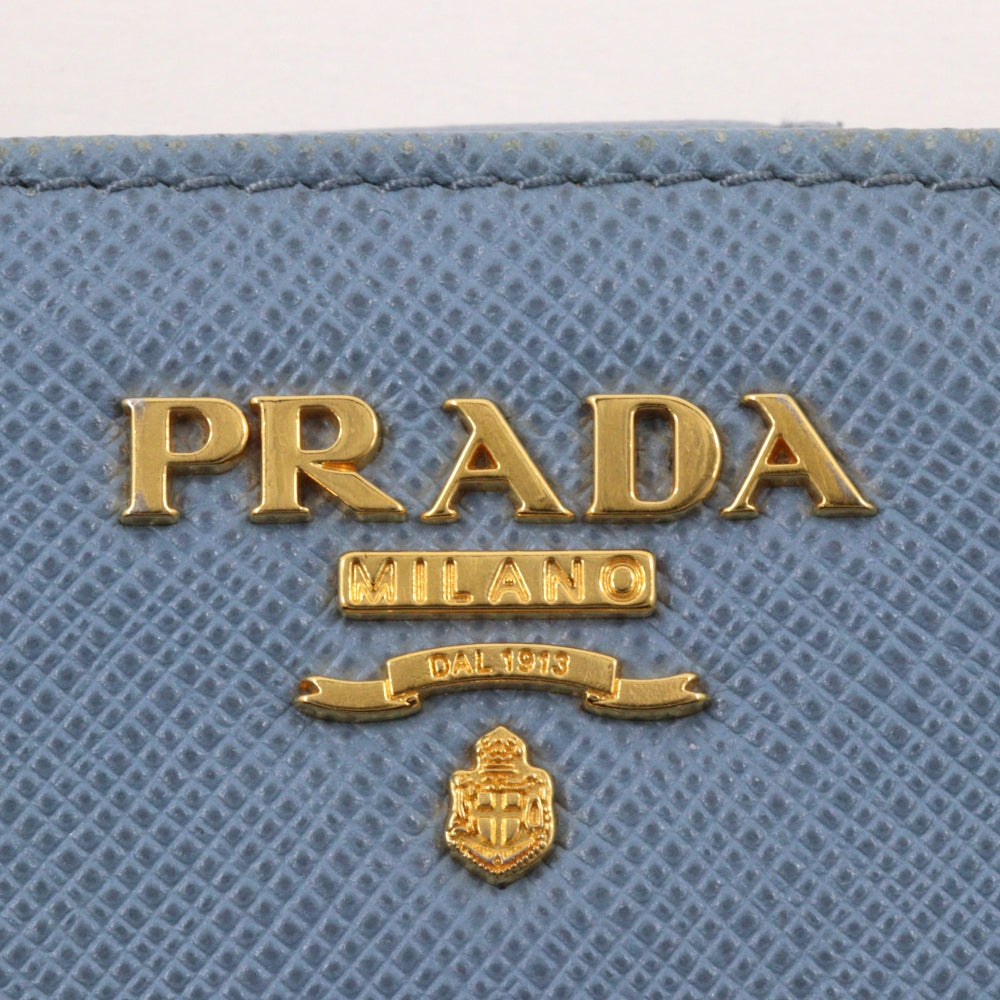PRADA Bifold Wallet Safiano light blue Women Used Authentic
