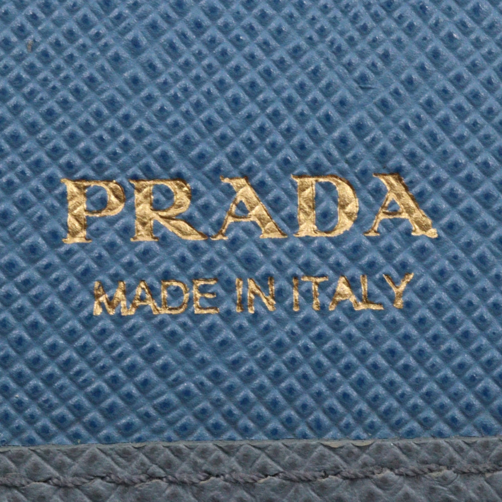 PRADA Bifold Wallet Safiano light blue Women Used Authentic