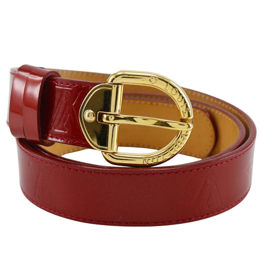LOUIS VUITTON belt M6980 Monogram Vernis Red Saintur Women 80/32 Used Authentic