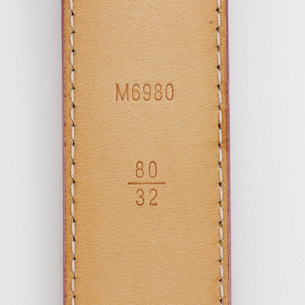 LOUIS VUITTON belt M6980 Monogram Vernis Red Saintur Women 80/32 Used Authentic