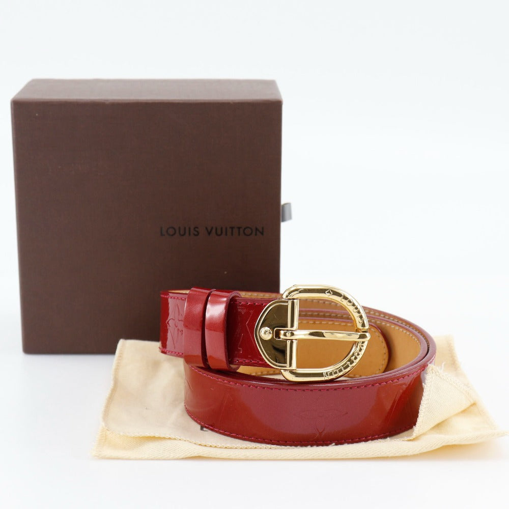 LOUIS VUITTON belt M6980 Monogram Vernis Red Saintur Women 80/32 Used Authentic