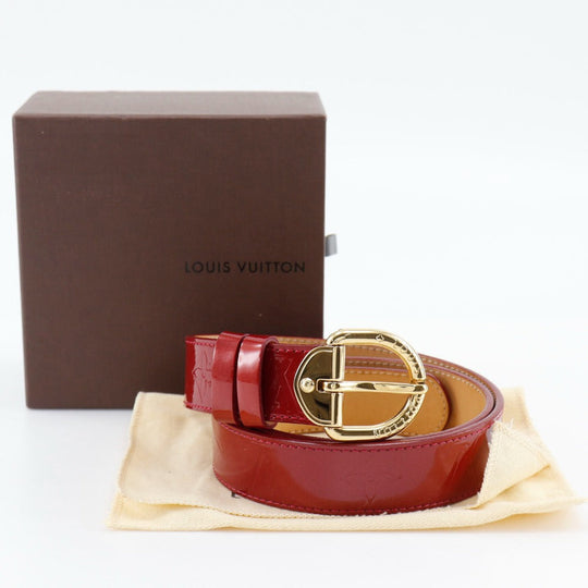 LOUIS VUITTON belt M6980 Monogram Vernis Red Saintur Women 80/32 Used Authentic