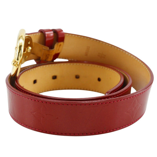 LOUIS VUITTON belt M6980 Monogram Vernis Red Saintur Women 80/32 Used Authentic