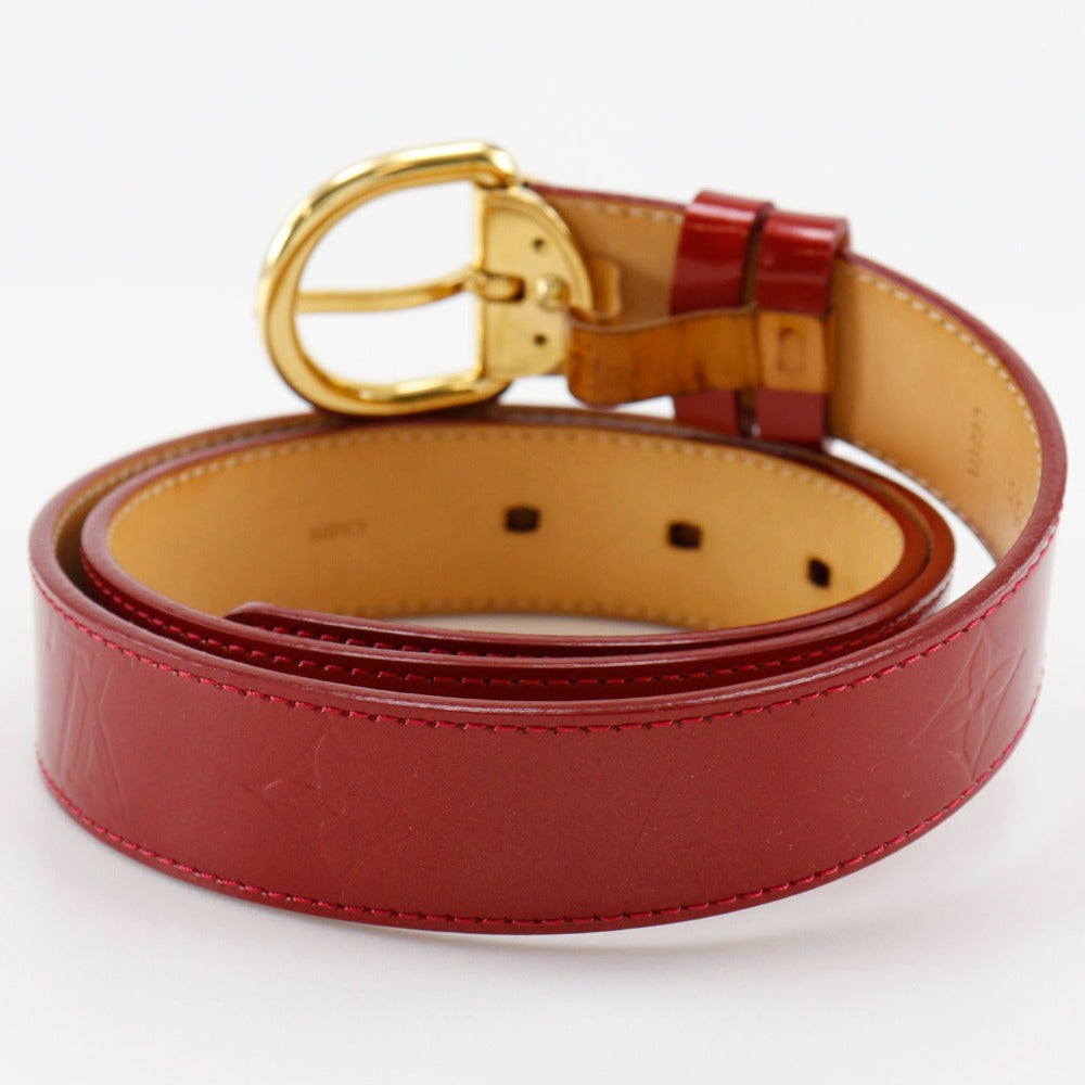 LOUIS VUITTON belt M6980 Monogram Vernis Red Saintur Women 80/32 Used Authentic