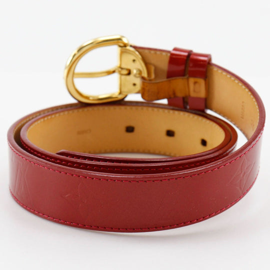 LOUIS VUITTON belt M6980 Monogram Vernis Red Saintur Women 80/32 Used Authentic