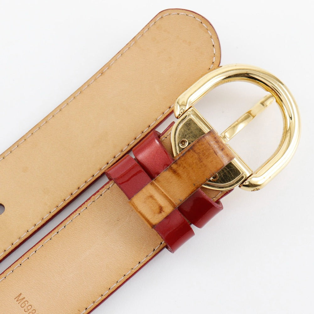 LOUIS VUITTON belt M6980 Monogram Vernis Red Saintur Women 80/32 Used Authentic