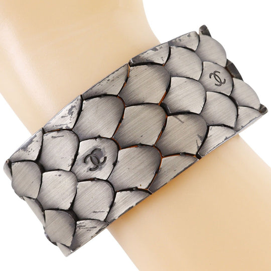 CHANEL bracelet metallic Silver COCO Mark Women Used Authentic
