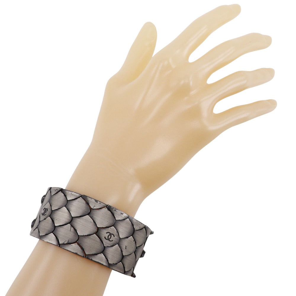 CHANEL bracelet metallic Silver COCO Mark Women Used Authentic