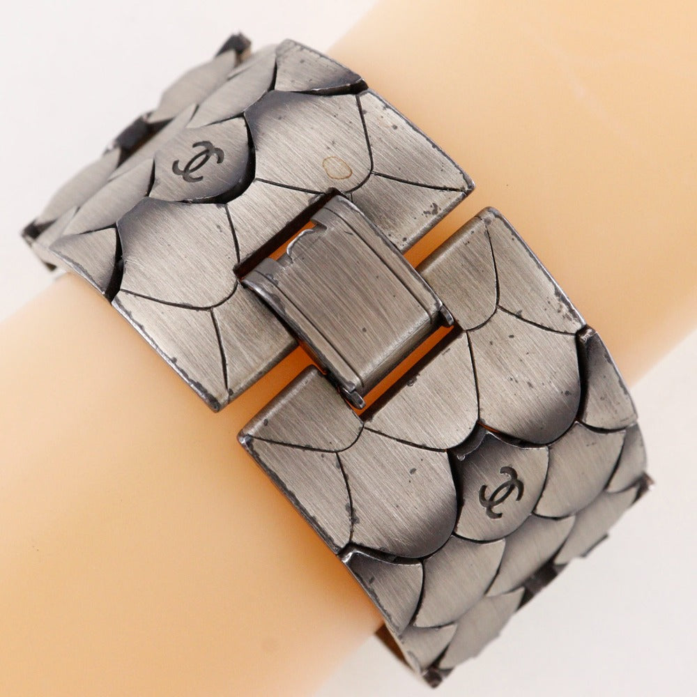 CHANEL bracelet metallic Silver COCO Mark Women Used Authentic