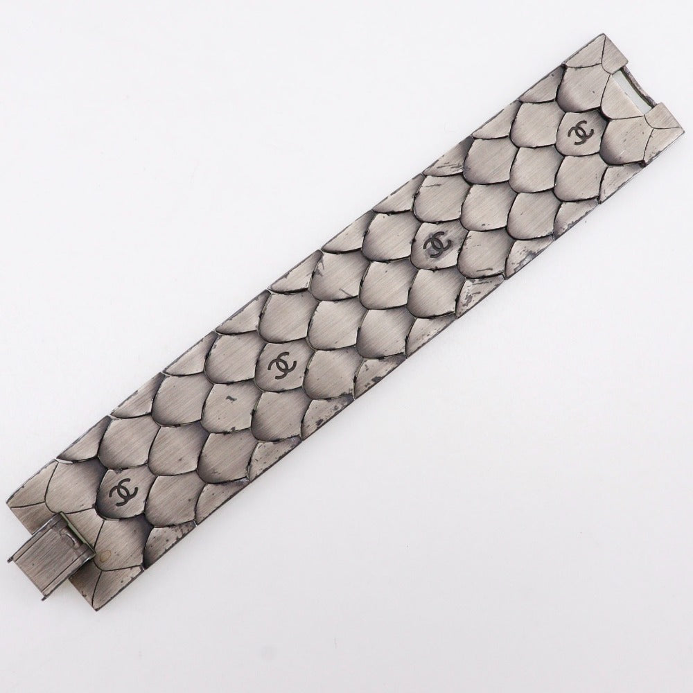 CHANEL bracelet metallic Silver COCO Mark Women Used Authentic
