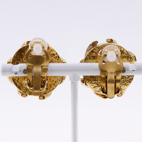 CHANEL Earring Plated Gold, Faux Pearl gold vintage COCO Mark Women Used Authentic