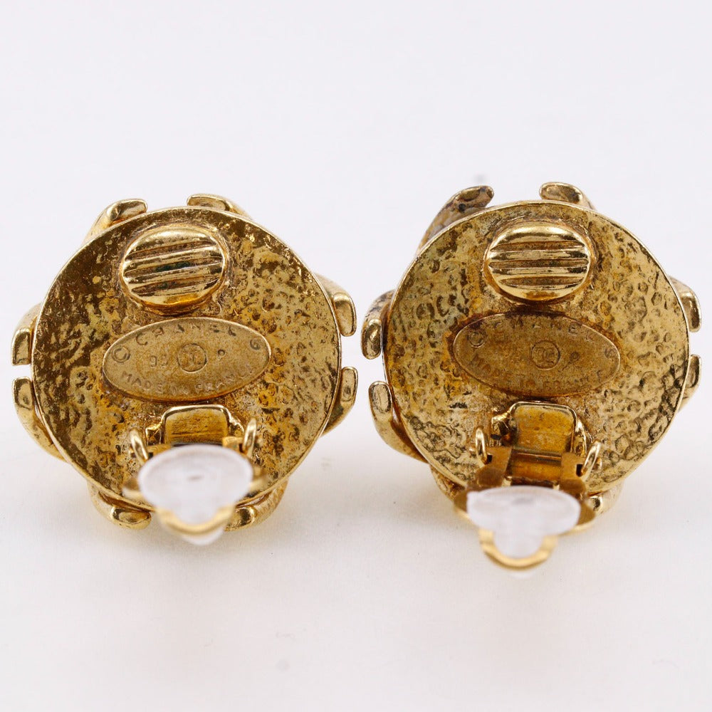 CHANEL Earring Plated Gold, Faux Pearl gold vintage COCO Mark Women Used Authentic