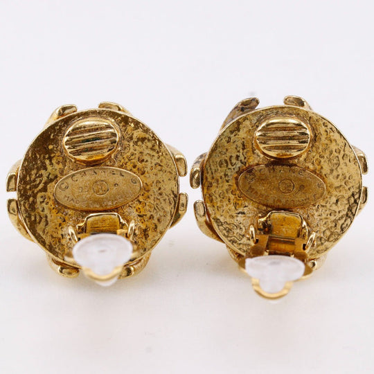CHANEL Earring Plated Gold, Faux Pearl gold vintage COCO Mark Women Used Authentic