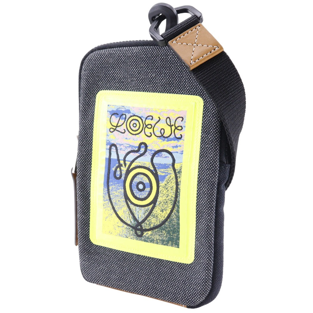 LOEWE Pouch canvas gray/yellow phone pouch Neck pouch Loewe Nature mens Used Authentic