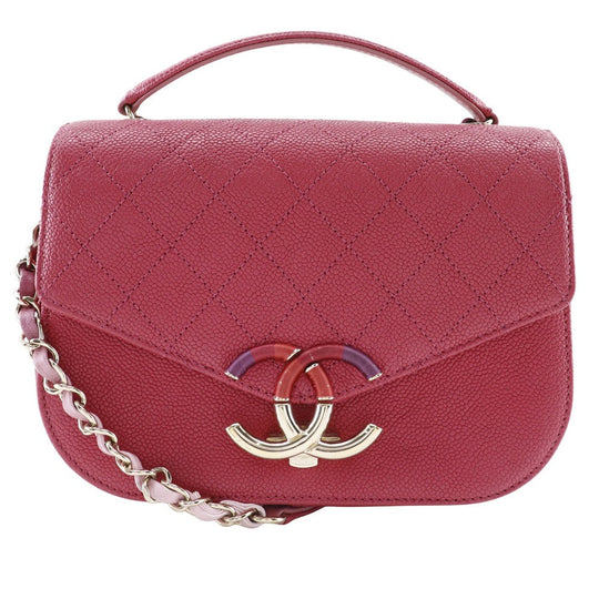CHANEL Handbag A93659 Caviar skin pink 2WAYShoulder COCO Mark top handle Women Used Authentic
