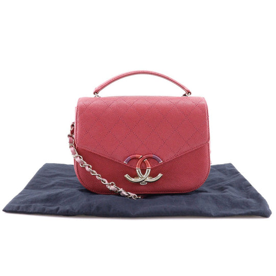 CHANEL Handbag A93659 Caviar skin pink 2WAYShoulder COCO Mark top handle Women Used Authentic