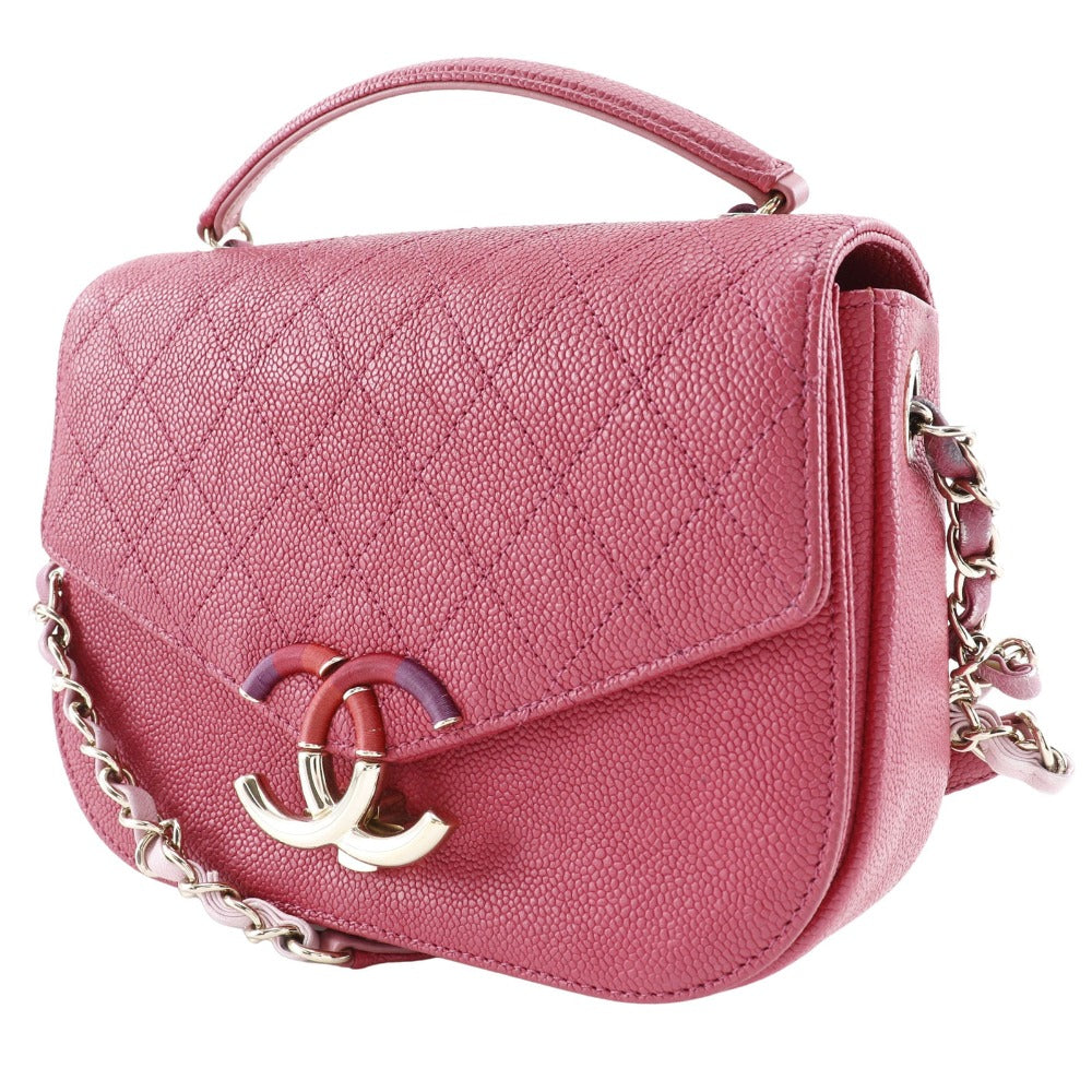 CHANEL Handbag A93659 Caviar skin pink 2WAYShoulder COCO Mark top handle Women Used Authentic
