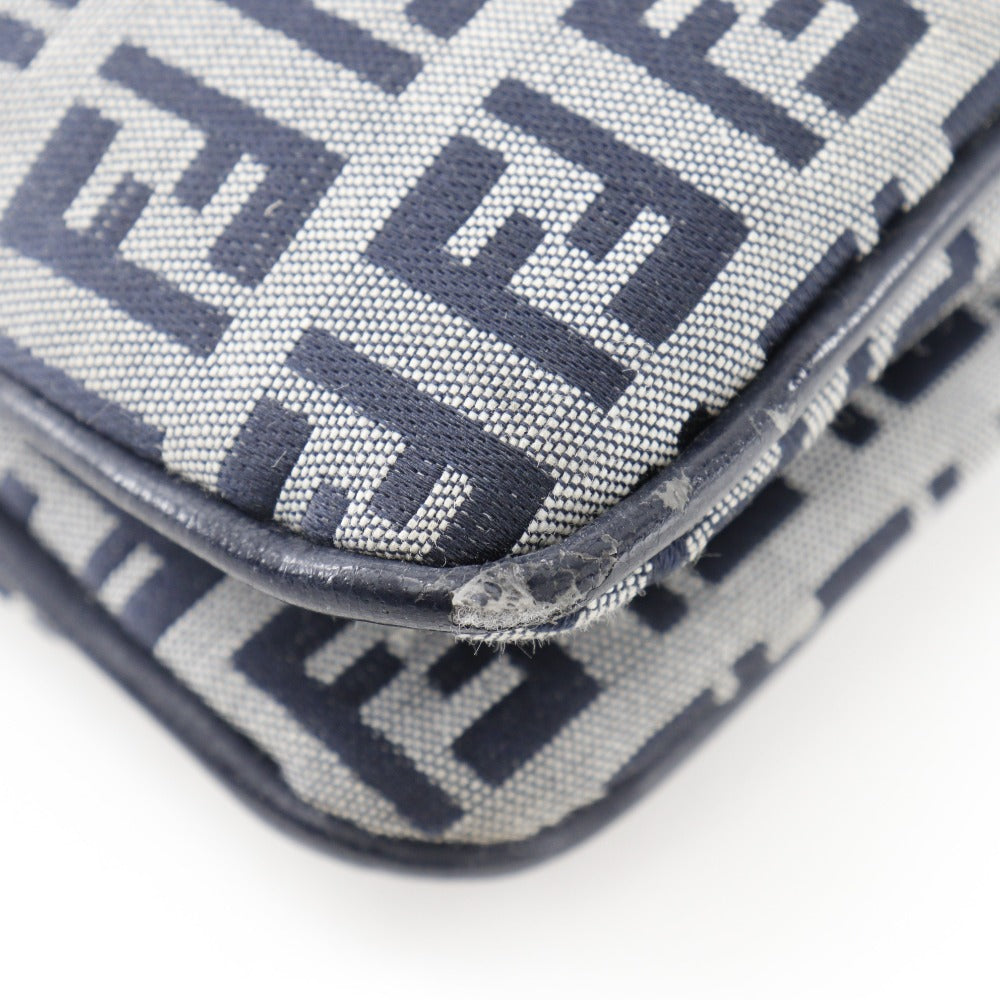 FENDI Shoulder Bag canvas Navy / Gray one belt Zucchino Women Used Authentic