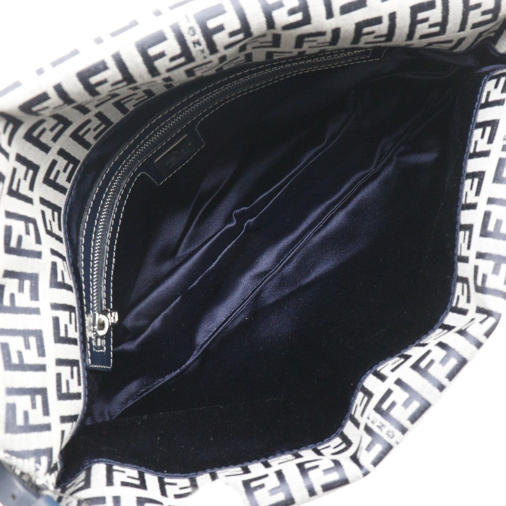 FENDI Shoulder Bag canvas Navy / Gray one belt Zucchino Women Used Authentic