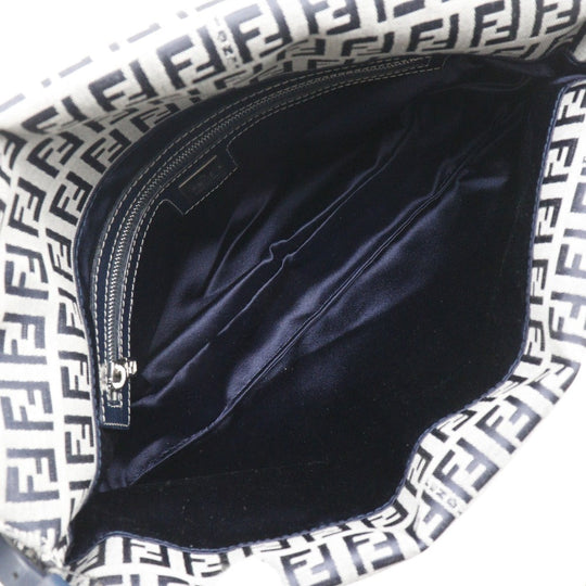 FENDI Shoulder Bag canvas Navy / Gray one belt Zucchino Women Used Authentic