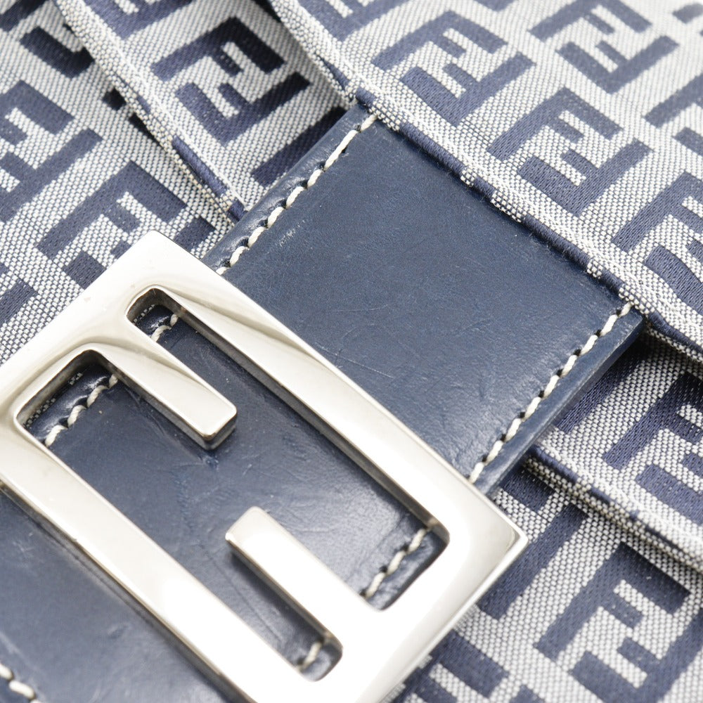FENDI Shoulder Bag canvas Navy / Gray one belt Zucchino Women Used Authentic