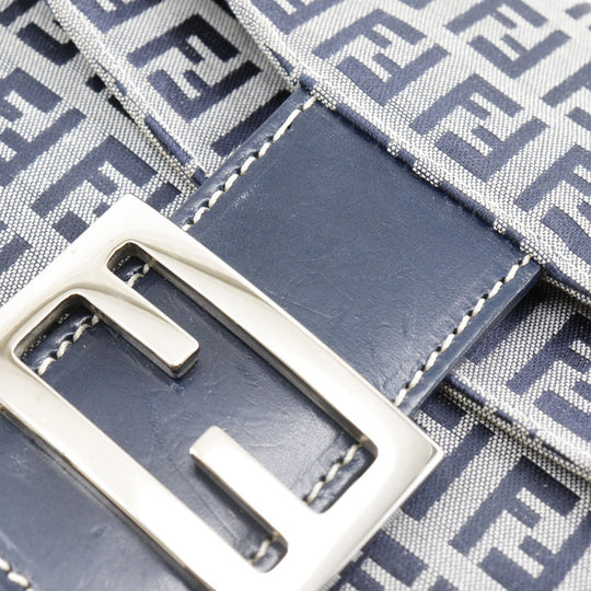 FENDI Shoulder Bag canvas Navy / Gray one belt Zucchino Women Used Authentic