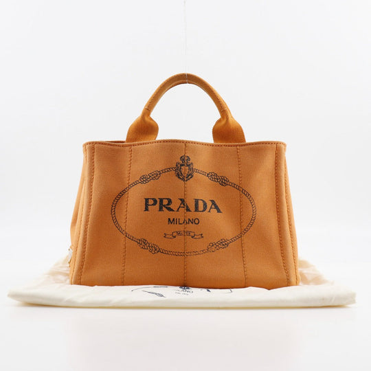 PRADA Handbag canvas Orange Canapa mini Women Used Authentic