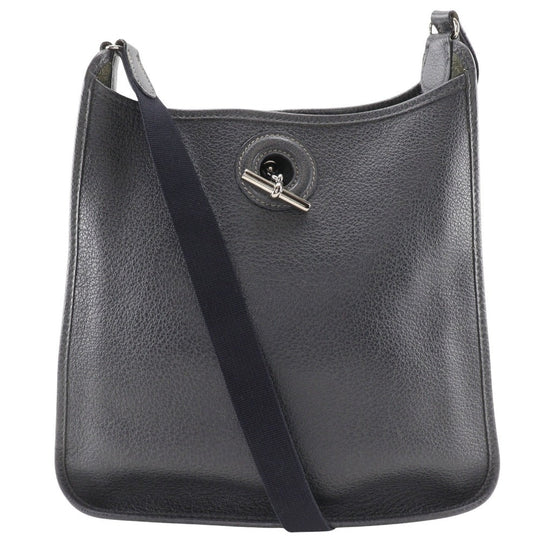 HERMES Shoulder Bag leather gray Vespa 28 Women Used Authentic
