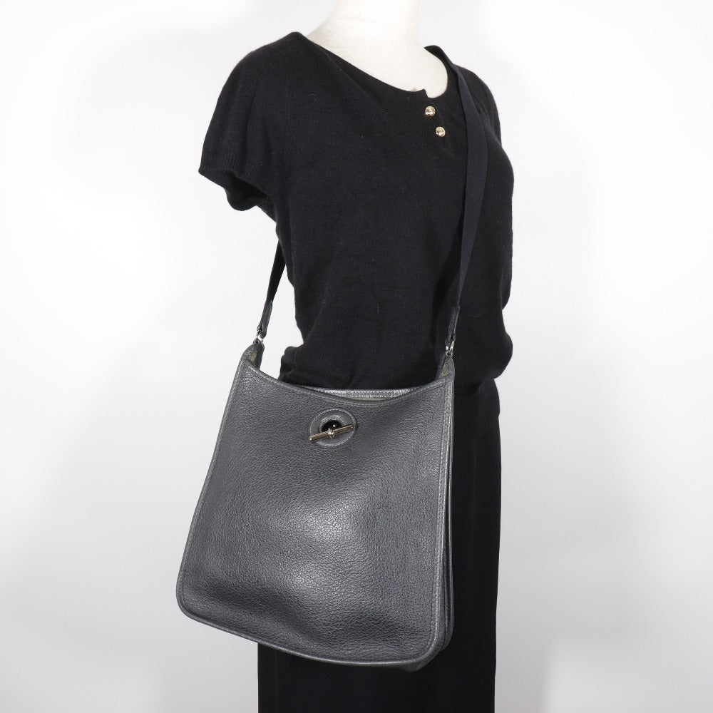 HERMES Shoulder Bag leather gray Vespa 28 Women Used Authentic