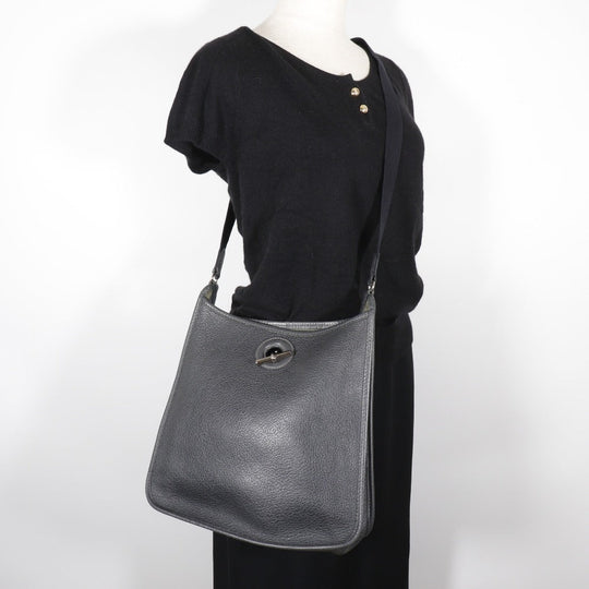 HERMES Shoulder Bag leather gray Vespa 28 Women Used Authentic