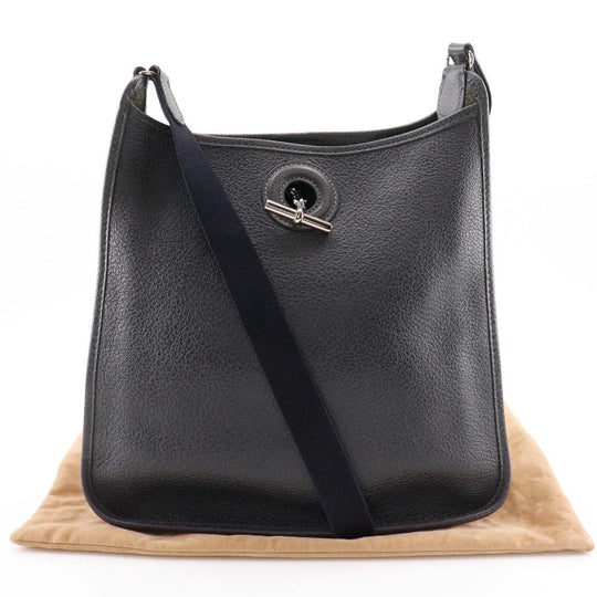 HERMES Shoulder Bag leather gray Vespa 28 Women Used Authentic