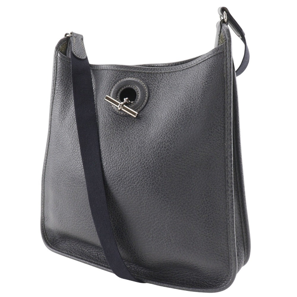 HERMES Shoulder Bag leather gray Vespa 28 Women Used Authentic