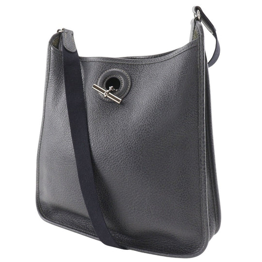 HERMES Shoulder Bag leather gray Vespa 28 Women Used Authentic