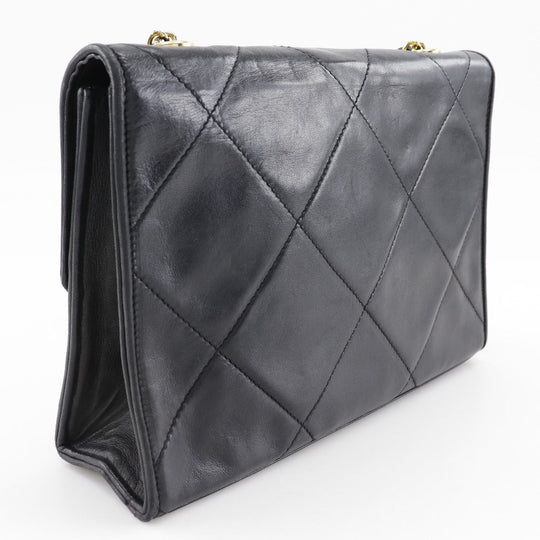 CHANEL Shoulder Bag lambskin black vintage Matrasse ChainShoulder Women Used Authentic