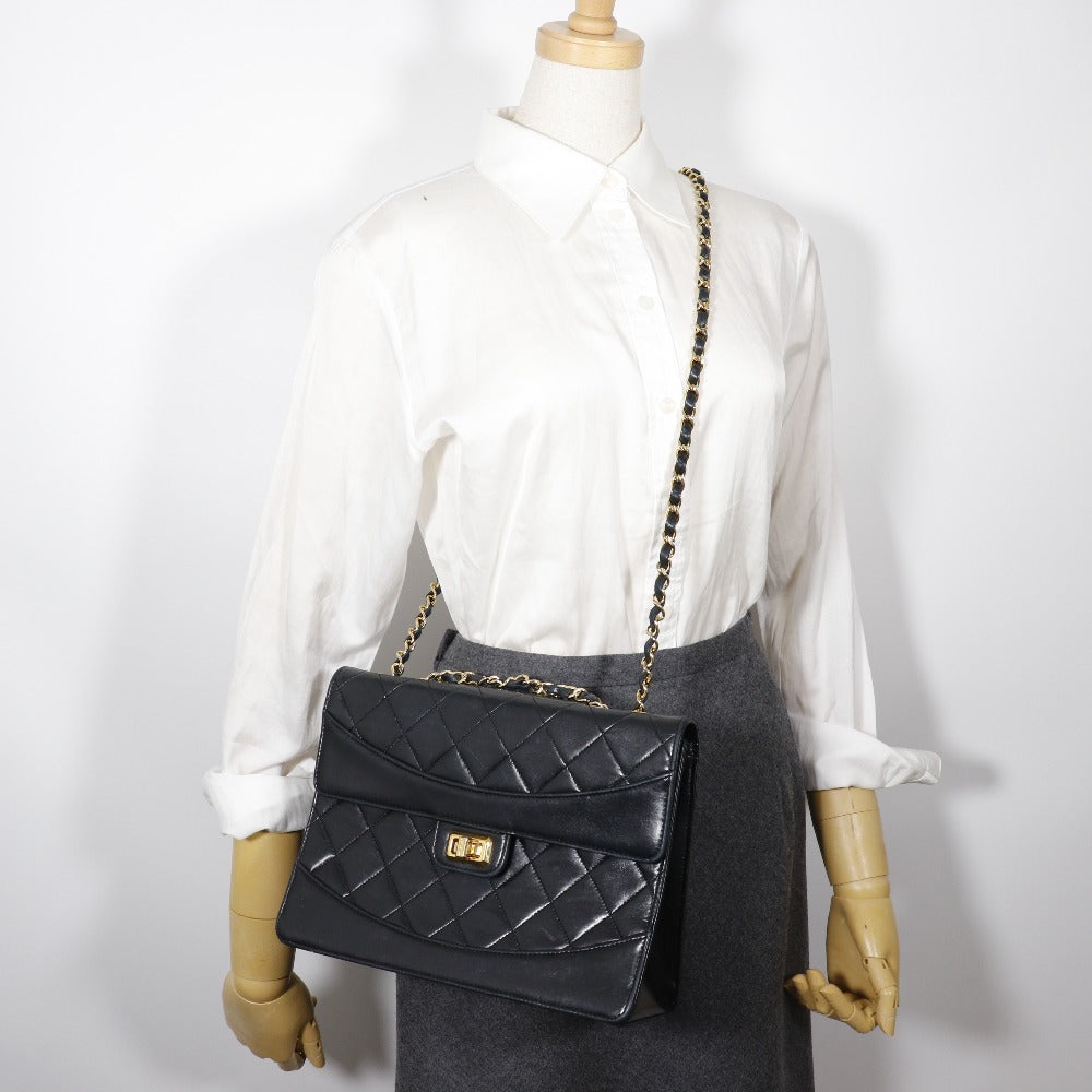 CHANEL Shoulder Bag lambskin black vintage 2.55 Matrasse ChainShoulder Women Used Authentic