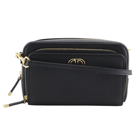 Christian Dior Shoulder Bag Calfskin black Karo double pouch Women Used Authentic