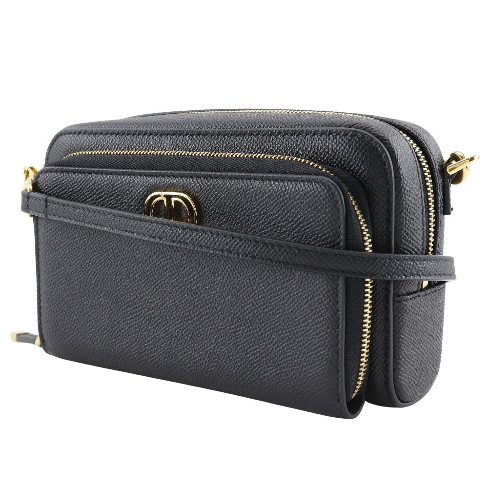 Christian Dior Shoulder Bag Calfskin black Karo double pouch Women Used Authentic