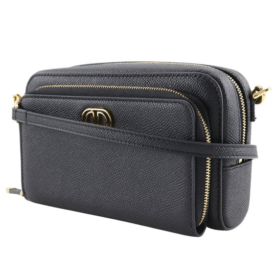 Christian Dior Shoulder Bag Calfskin black Karo double pouch Women Used Authentic