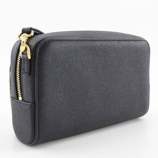 Christian Dior Shoulder Bag Calfskin black Karo double pouch Women Used Authentic