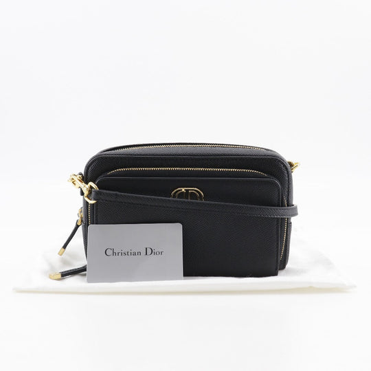 Christian Dior Shoulder Bag Calfskin black Karo double pouch Women Used Authentic