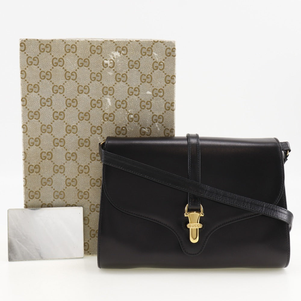 GUCCI Shoulder Bag Calfskin black 2-way clutch Old Gucci Women Used Authentic