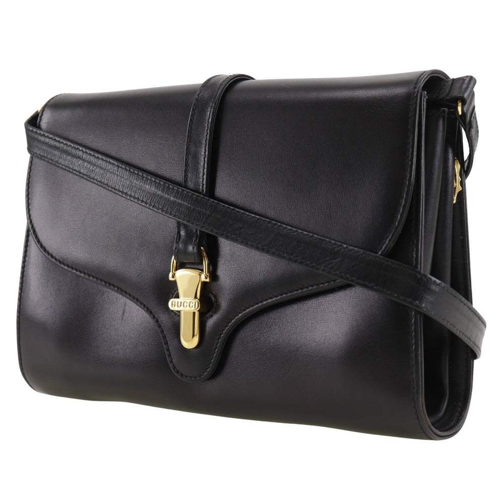 GUCCI Shoulder Bag Calfskin black 2-way clutch Old Gucci Women Used Authentic