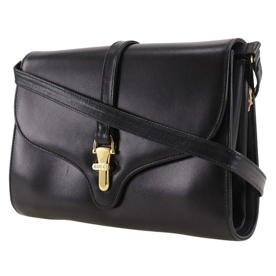 GUCCI Shoulder Bag Calfskin black 2-way clutch Old Gucci Women Used Authentic