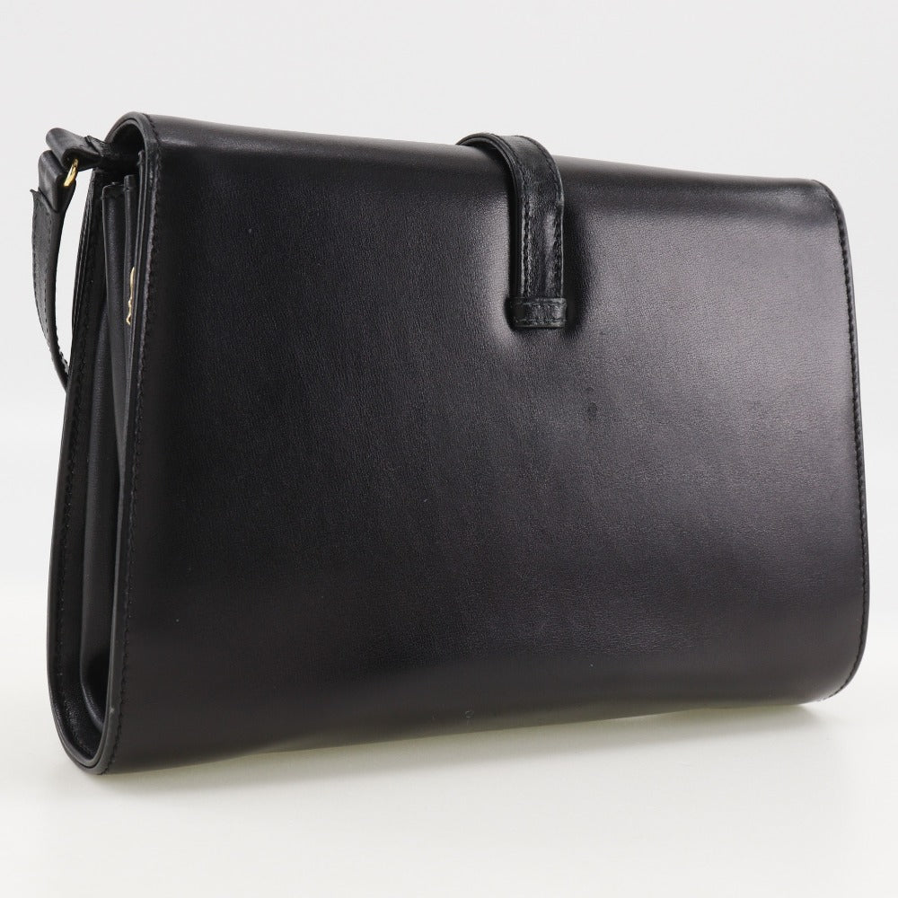 GUCCI Shoulder Bag Calfskin black 2-way clutch Old Gucci Women Used Authentic