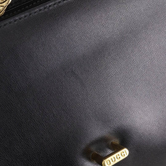 GUCCI Shoulder Bag Calfskin black 2-way clutch Old Gucci Women Used Authentic