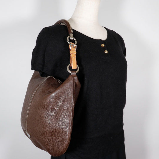 PRADA Shoulder Bag Calfskin Brown one belt Women Used Authentic