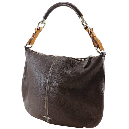 PRADA Shoulder Bag Calfskin Brown one belt Women Used Authentic